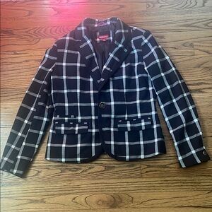 Merona Black and White Plaid Jacket Gently used women size 8